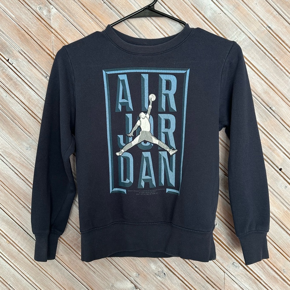Jordan Vintage Kids Youth Small Navy Blue Air Jordan Sweater Basketball Pullover
